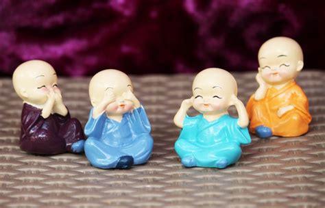 Glossy Polyresin Handicraft Set Of 4 Baby Monk Laughing Buddha Statue