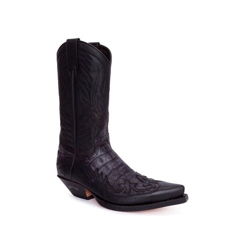 Botas Sendra 3241 Cuervo Western Para Hombre En En Cuero Negro Aspecto