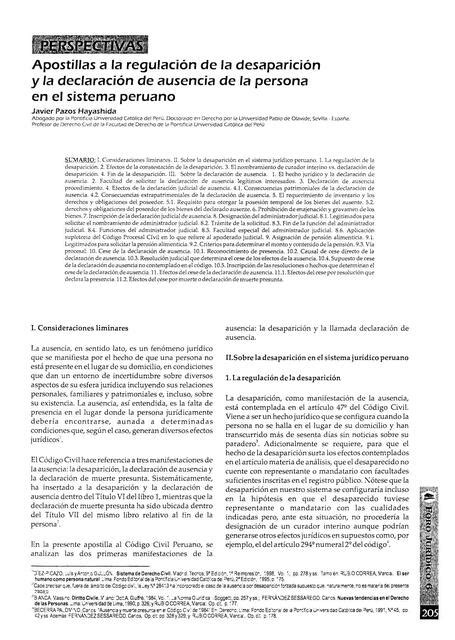 Apostillas a la Regulación de la Desaparición la Declaración de