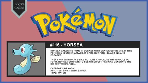 Pokémon 116 Horsea Pokédex Narrated Youtube