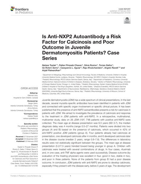 Pdf Is Anti Nxp Autoantibody A Risk Factor For Calcinosis And Poor