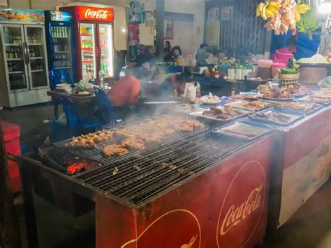 Local Restaurant On Vangvieng Downtown In The Night Lao Vangvieng City