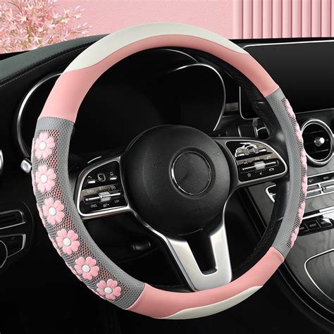 Amazon White Fluffy Steering Wheel Cover Cute Floral Car Wheel