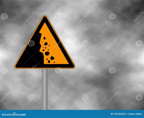 Danger Falling Stones Icon Falling Rocks Warning Traffic Road Sign