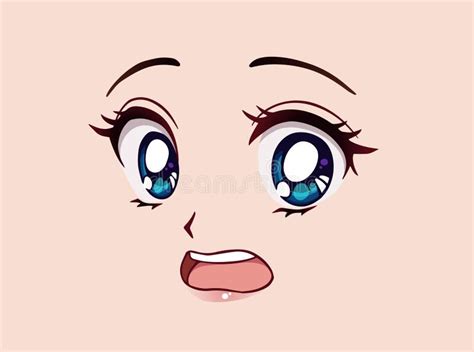 Visage Anim Effray Style Manga Gros Yeux Bleus Petit Nez Et Bouche