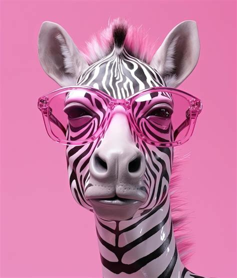 Premium Photo | The head of a statue is in pink sunglasses with zebra ...