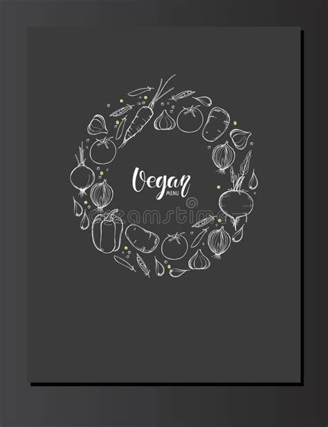 Vegan Menu Template Calligraphy Lettering In Vegetables Sketch Frame