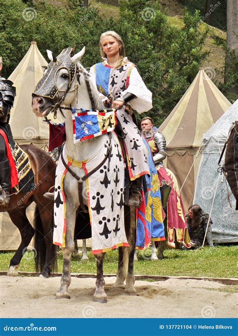 Medieval Knights On Horses Battle Editorial Stock Image Image Of