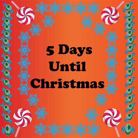 5 Days Until Christmas Simple Colorful Design With Snowflakes And