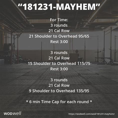 "181231-Mayhem" Workout, Mayhem Daily WOD | WODwell | Wod crossfit, Crossfit workouts, Crossfit ...