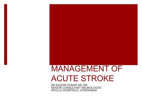 Management Of Acute Stroke Ppt