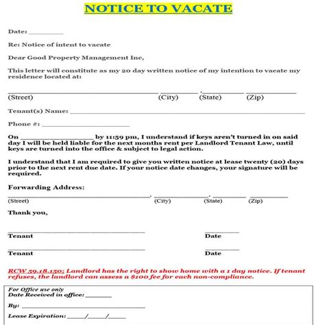 Notice To Vacate Letter For Pdf Doc And Word Mous Syusa