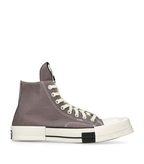 Mens Rick Owens Drkshdw Grey X Converse Turbodrw Laceless Hi Sneakers