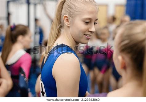 Female Gymnast Blonde Hair Smiling Stock Photo 2123963060 Shutterstock