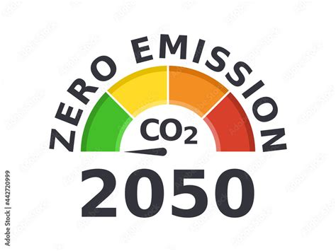 Vecteur Stock Zero Emission By 2050 Carbon Neutral Gauge Arrow Set To