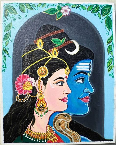 Shiv Parvati Acrylic Painting Etsy