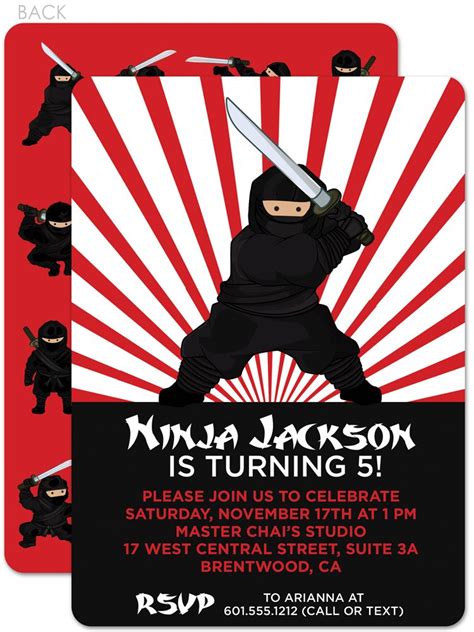 Ninja Birthday Invitations Printed Ninja Birthday Ninja Birthday