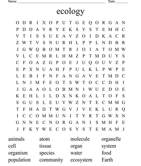 Ecology Word Search WordMint