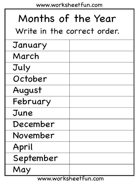 Months of The Year Correct Order 1 | PDF - Worksheets Library