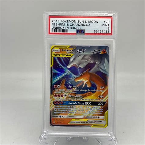 Pokemon Sun And Moon Unbroken Bonds 20214 Holo Reshiram And Charizard Gx