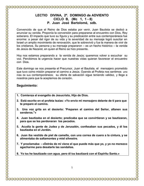 Domingo De Adviento Lectio Divina Pdf