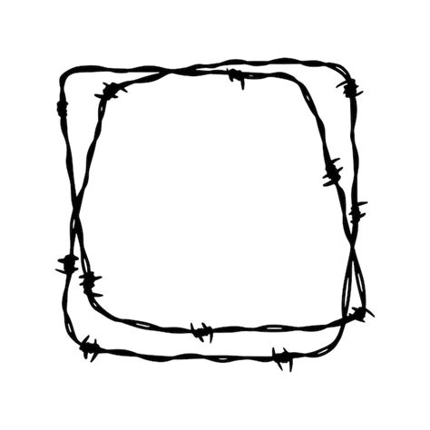 Premium Vector Barbed Wire Square Frame Hand Drawn Vector