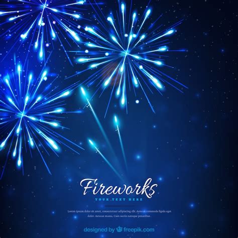 Premium Vector | Blue fireworks background