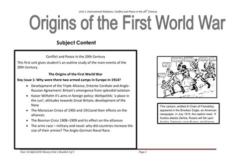 Unit 1 Causes Of World War 1 By Sapphiresaddique Teaching Resources Tes