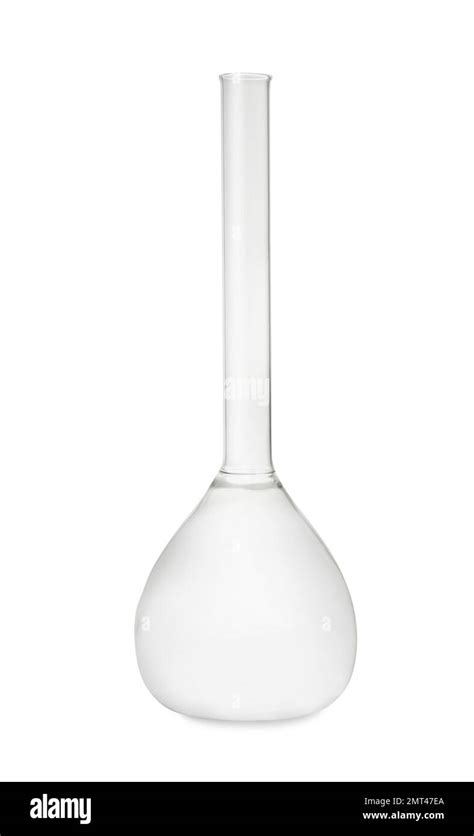 Empty Volumetric Flask Isolated On White Laboratory Glassware Stock