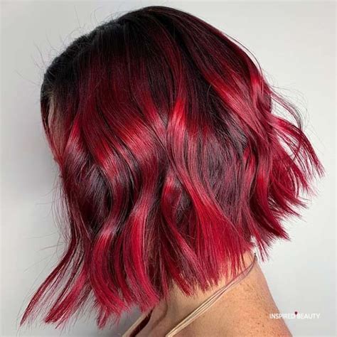 Black Hair With Red Highlights Inspired Beauty