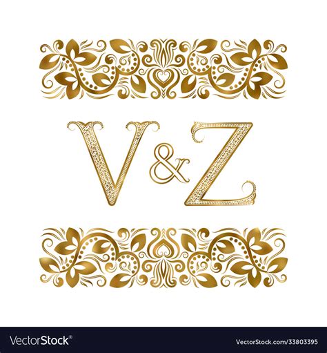 V And Z Vintage Initials Logo Symbol Letters Vector Image