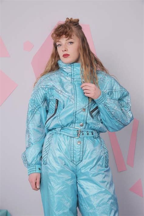 90s Ski Suit Size 38 One Piece 80s Ski Suit Blue Retro Vintage Ski Suit Onesie Skiing