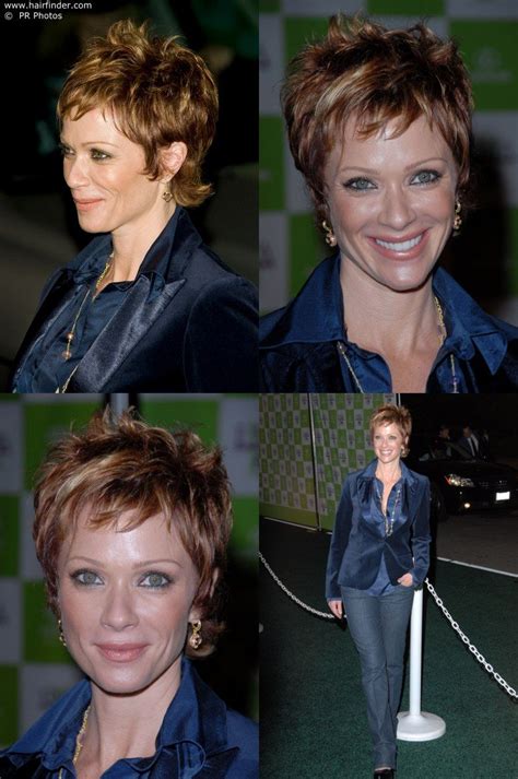 Lauren Holly With Long Hair And With A Short Pixie Haircut Short Hair