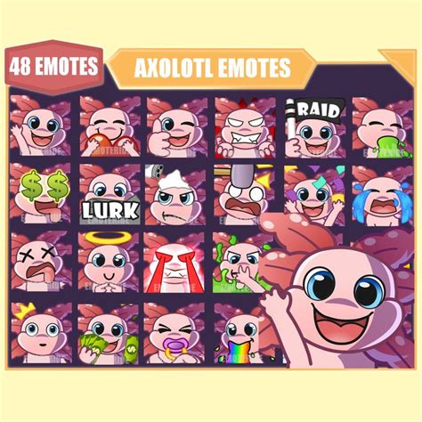 Axolotl Emote Bundle For Twitch Youtube Emotes Discord Emotes Streamer