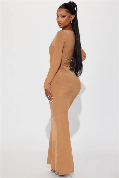 Claire Ribbed Maxi Dress Camel Fashion Nova Dresses Fashion Nova