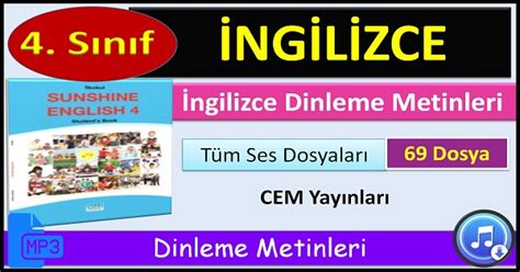 4 Sınıf İngilizce Sunshine Dinleme Metinleri Tüm Ses Dosyaları mp3