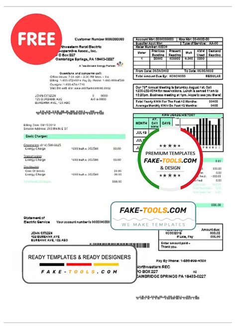 Usa Northwestern Rural Electric Utility Bill Template Fully Editable