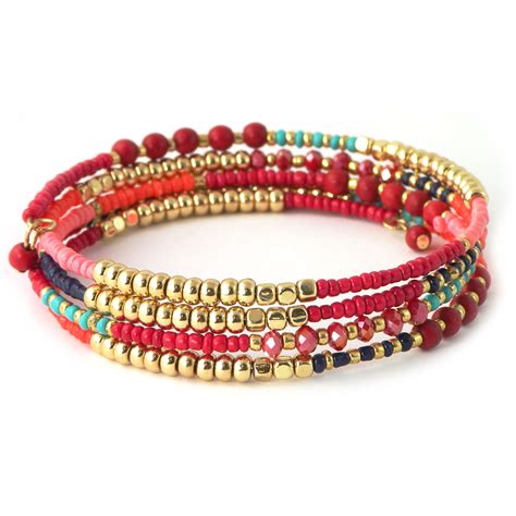 Red Beaded Wrap Bracelet From Handpicked Beaded Wrap Bracelets