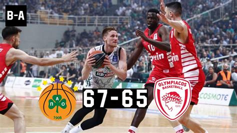 Panathinaikos - Olympiacos 67-65 | Full Highlights | Basket League ...