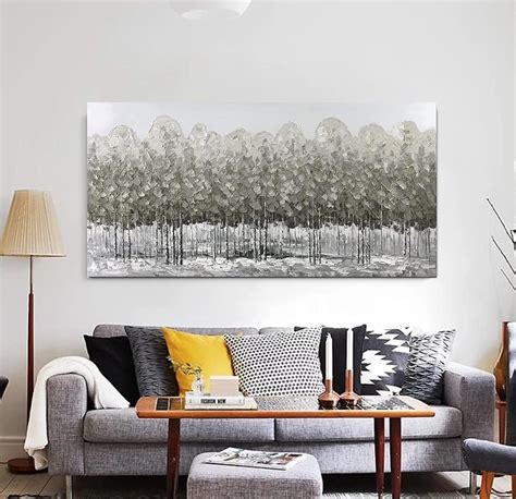 Light Grey Forest Scape Clear Textured Canvas Wall Art Above Sofa – CP ...