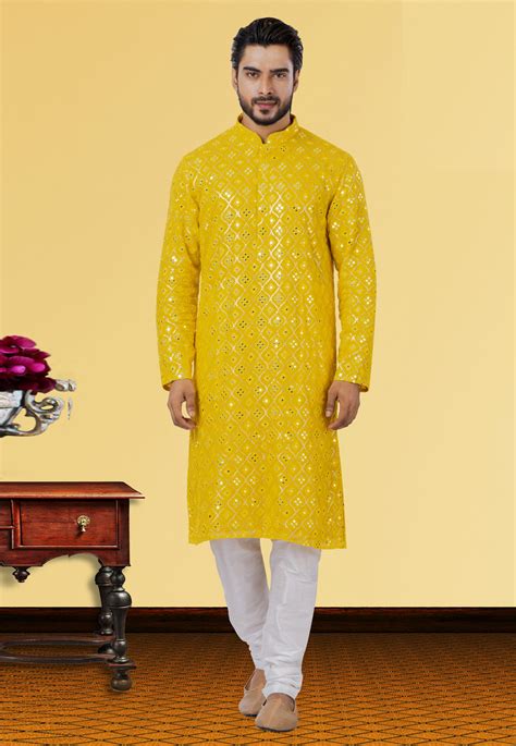 Yellow Georgette Kurta Pajama