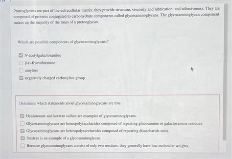 Solved 14 Proteoglycans are part of the extracellular | Chegg.com