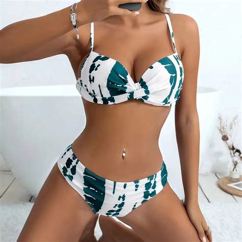 Idall Bikini Sets Bathing Suit Women Tie Dyed Bandeau Bandage Bikini