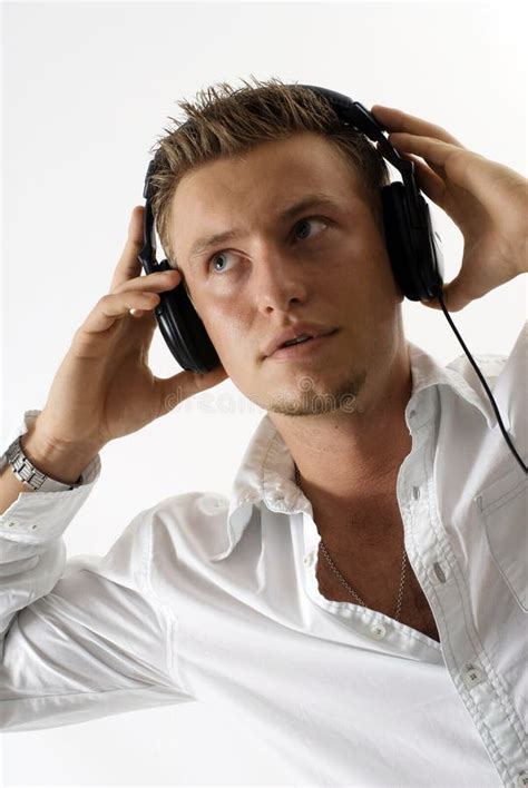 Man Wearing Headphones Stock Image Image Of Adult Male