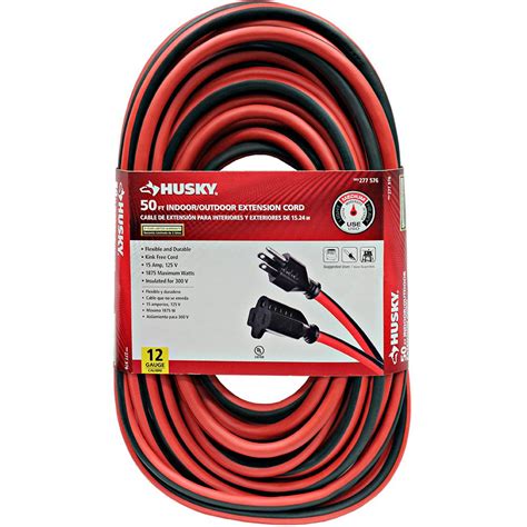 Husky Ft Indoor Outdoor Extension Cord Red And Black