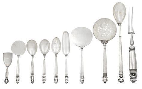 Sold Price Georg Jensen Sterling Silver Acorn Pattern Flatware Service