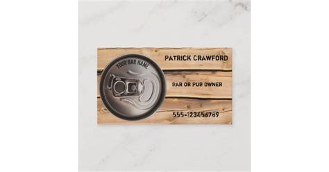 Pub Or Bar Owner Beer Can Business Card | Zazzle