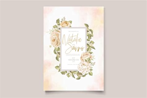 Ensemble De Cartes D Invitation De Mariage De Belles Fleurs Et Feuilles