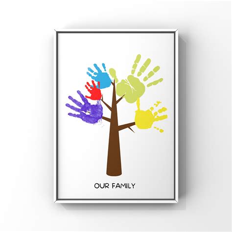 Handprint Art Family Tree Print, Handprint Tree, DIY Memory Keepsake ...