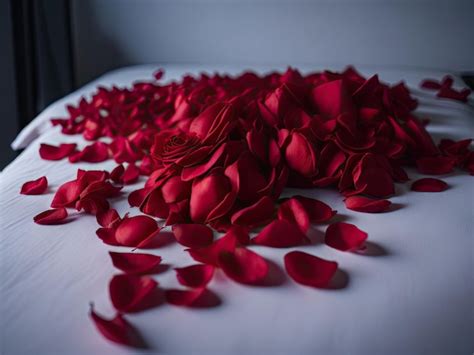 Premium Ai Image Rose Petals On Bed In White Room Ai Generative